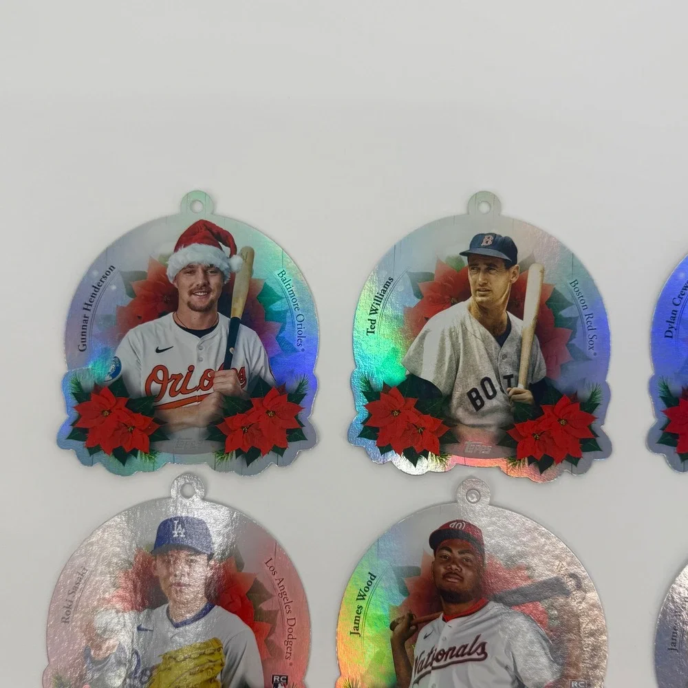 Topps MLB Holiday Baseball Card Ornament Lot 9pc Ruth Williams Henderson‎ Wood